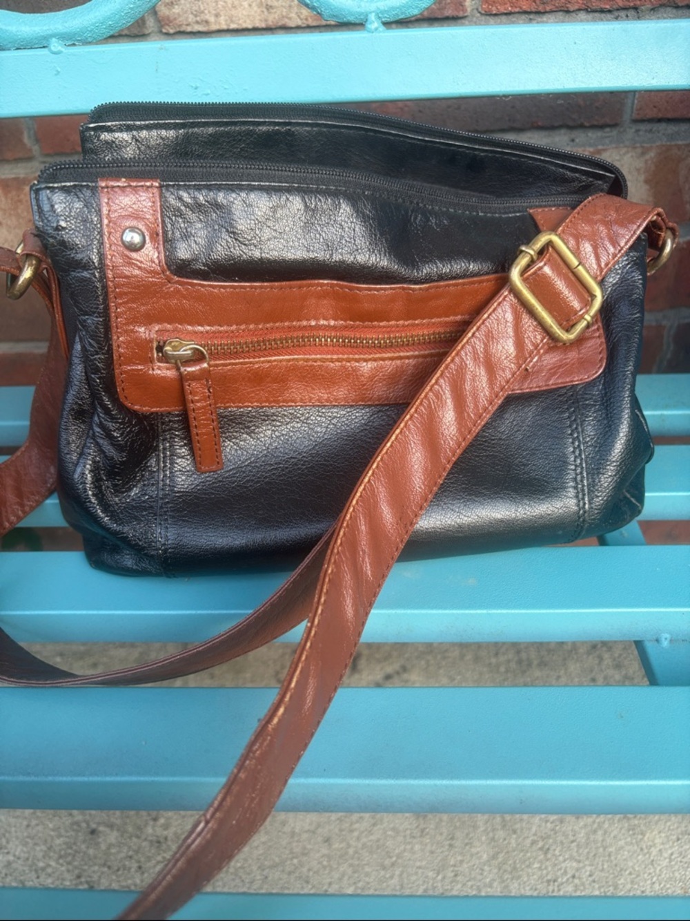 Great American Leather Works Two-Tone Crossbody Bag in Black and Brown